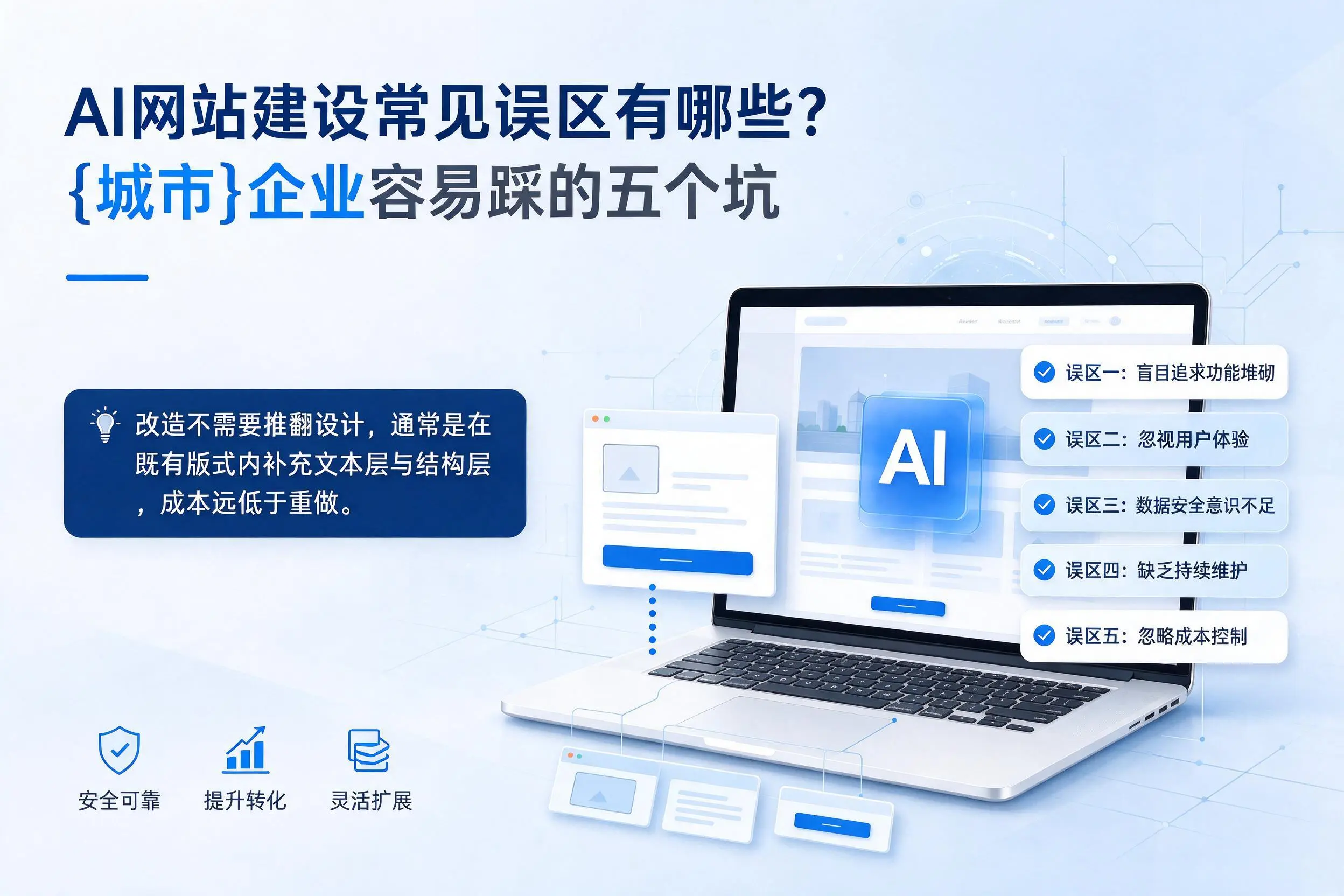 AI网站建设常见误区有哪些?五家渠企业容易踩的五个坑